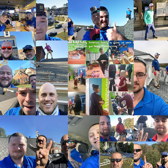 Collage of Ridge Valley Exteriors team members and customer homes